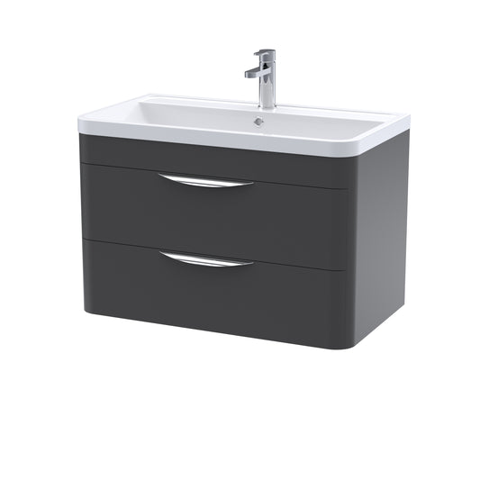 Nuie 800mm Wall Hung 2 Drawer Vanity Unit With Polymarble Basin