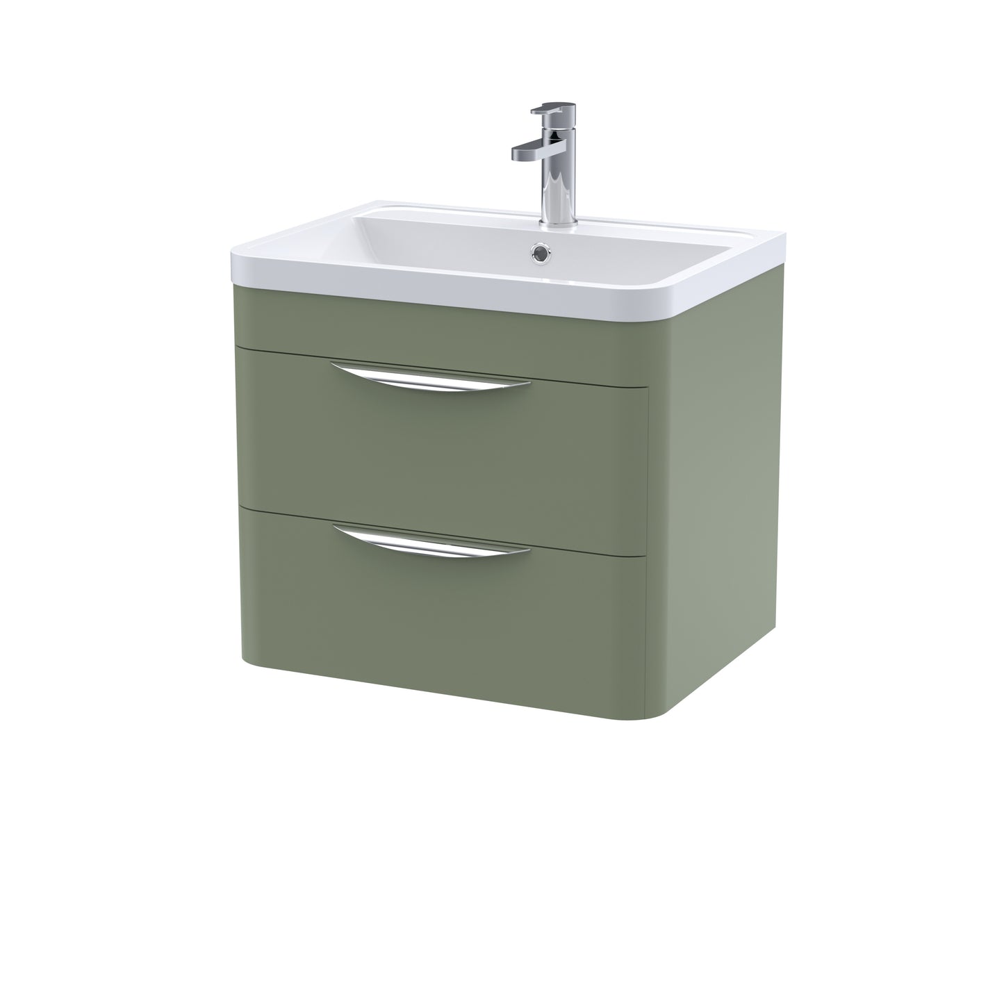Nuie Parade 600mm Wall Hung 2 Drawer Vanity Unit With Polymarble Basin