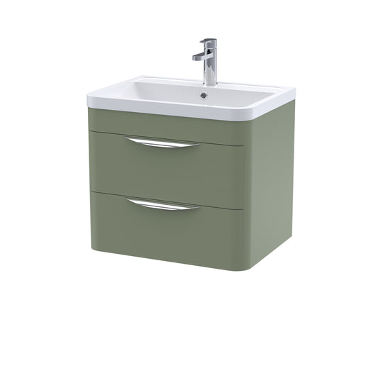 Nuie Parade 600mm Wall Hung 2 Drawer Vanity Unit With Polymarble Basin