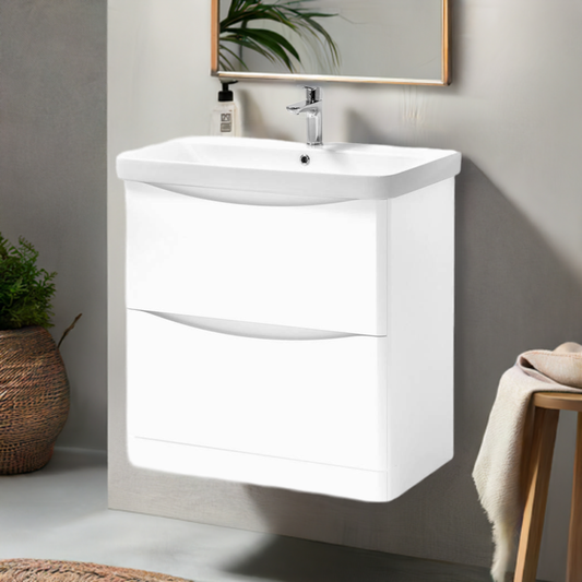Arc 800mm Floor Standing 2 Drawer Unit & Basin by Kartell