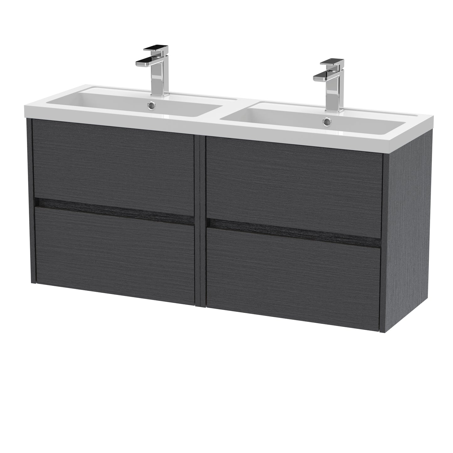 Havana 1200mm Wall Hung 4 Drawer Vanity Unit with Twin Polymarble Basin by Nuie