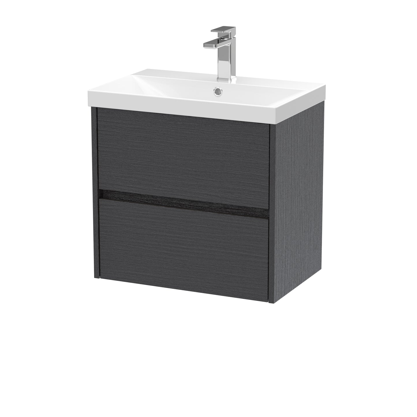 Havana 600mm Wall Hung 2 Drawer Bathroom Vanity Unit with Thin-Edge Basin by Nuie