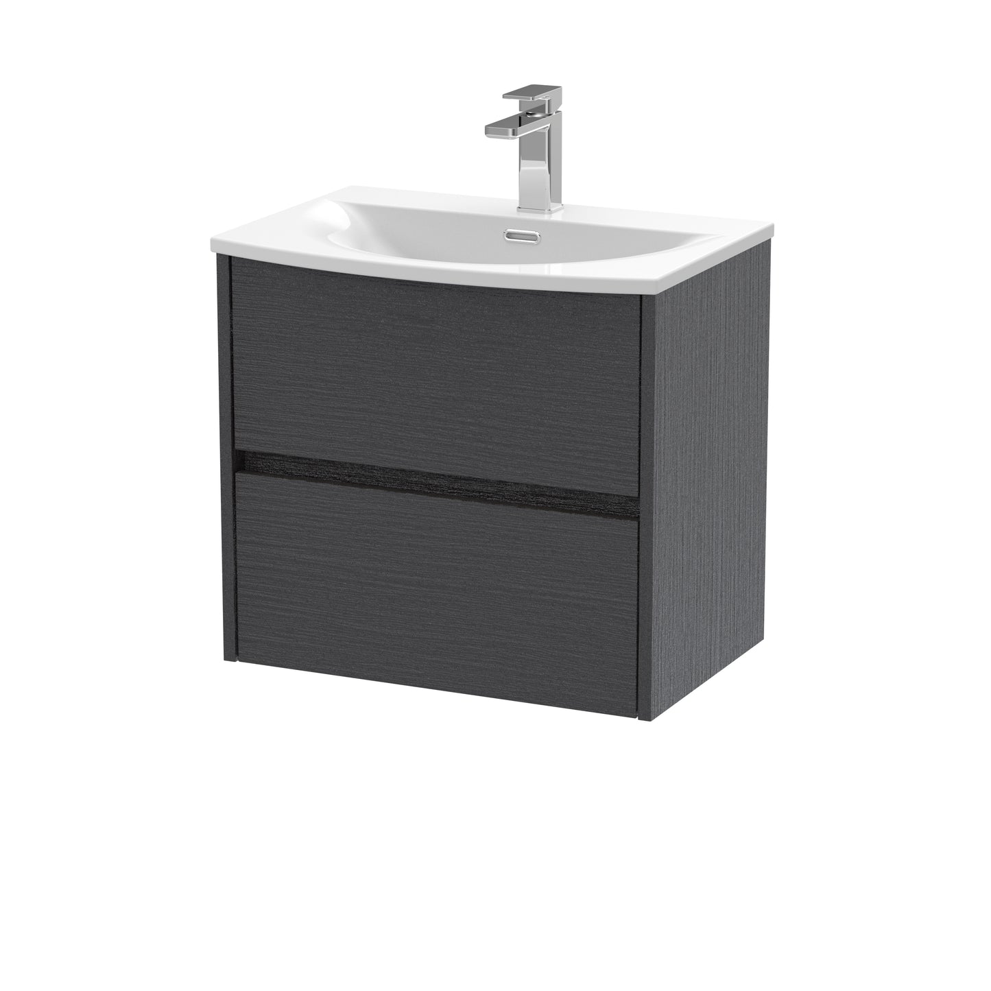 Havana 600mm Wall Hung 2 Drawer Vanity Unit with Curved Basin by Nuie