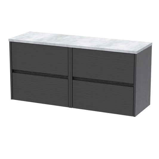 Nuie Havana 1200mm Wall Hung 4-Drawer Unit With Laminate Worktop