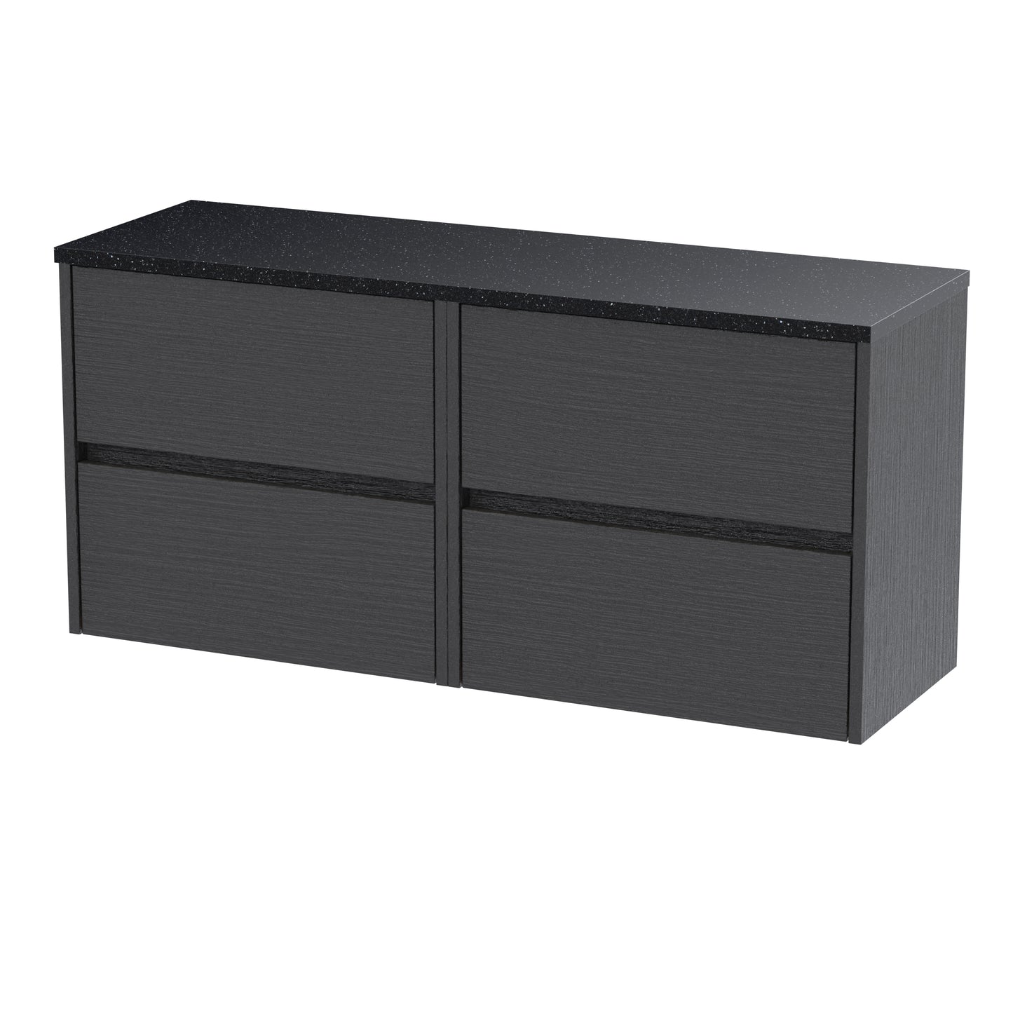 Havana Graphite Grey 1200mm Wall Hung 4 Drawer Unit with Laminate Worktop by Nuie