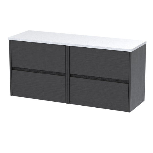 Havana Graphite Grey 1200mm Wall Hung 4 Drawer Unit with Laminate Worktop by Nuie
