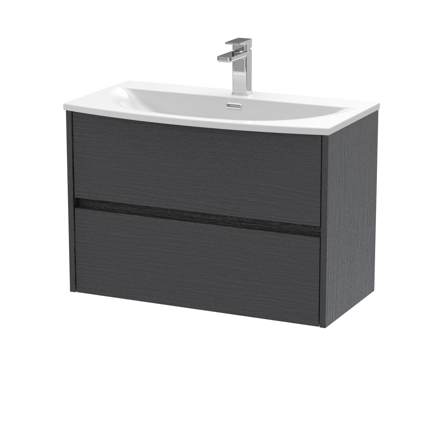 Havana 800mm Wall Hung 2 Drawer Vanity Unit with Curved Basin by Nuie
