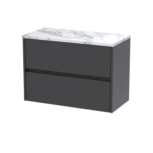 Nuie Havana 800mm Wall Hung 2-Drawer Unit With Laminate Worktop