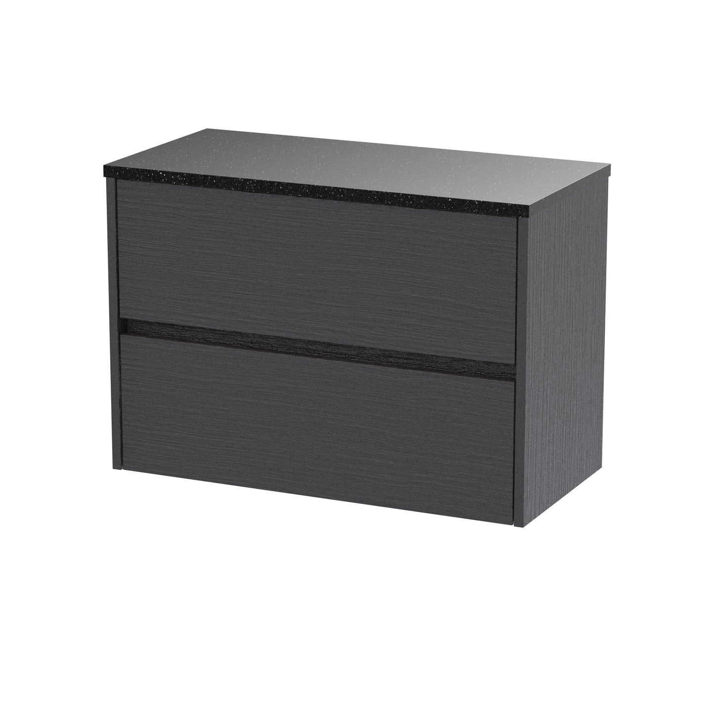 Havana 800mm Wall Hung 2 Drawer Unit with Black Sparkle Laminate Worktop by Nuie