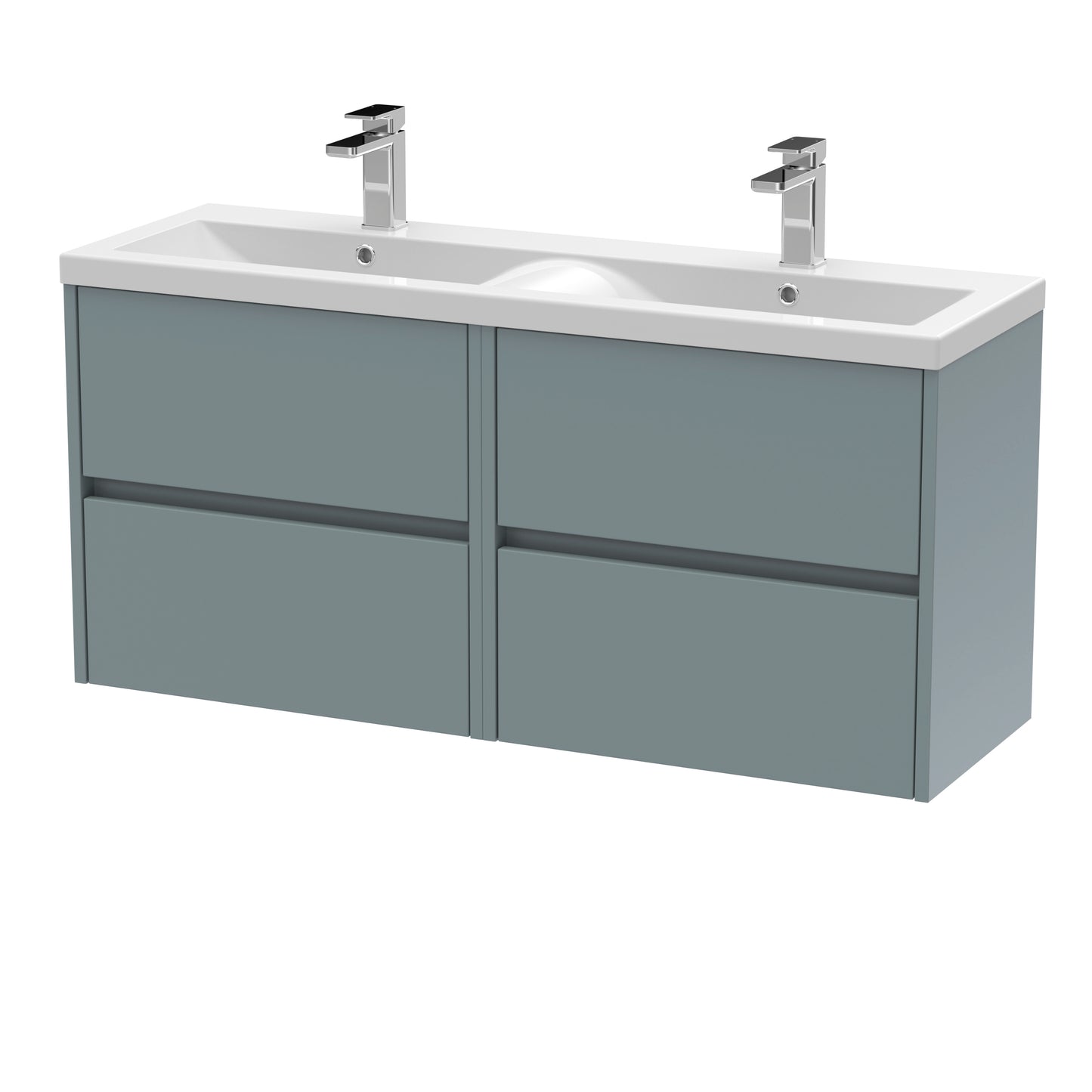 Havana 1200mm Wall Hung 4 Drawer Unit with Double Ceramic Basin by Nuie