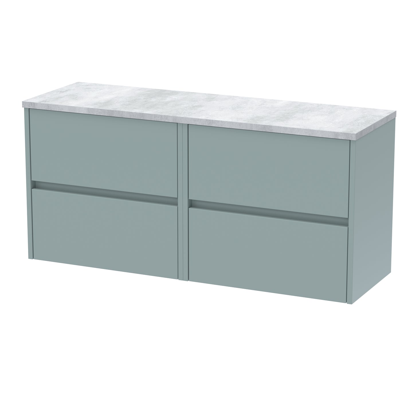 Nuie Havana Coastal Grey 1200mm Wall Hung 4 Drawer Unit with Laminate Worktop by Nuie