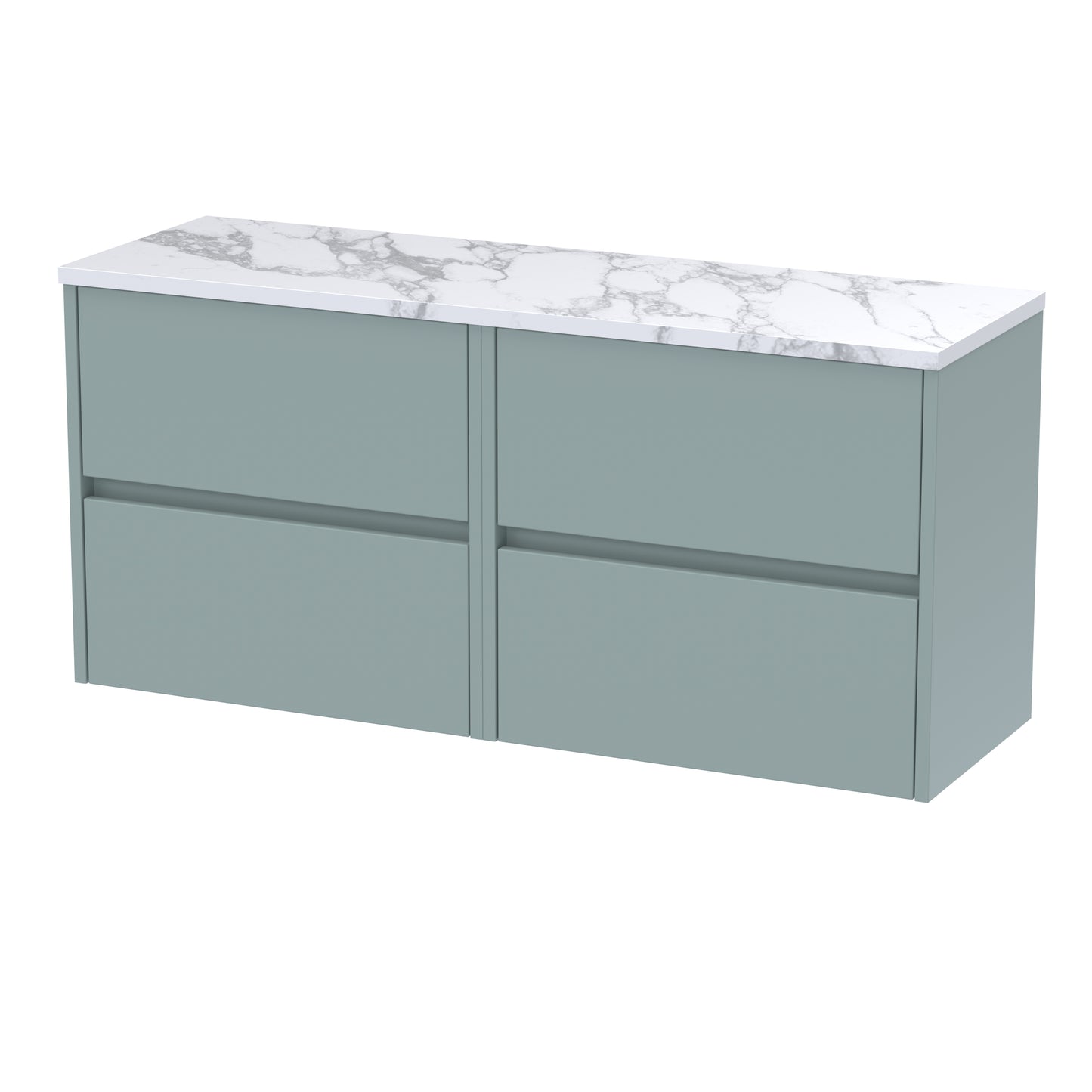 Nuie Havana Coastal Grey 1200mm Wall Hung 4 Drawer Unit with Laminate Worktop by Nuie