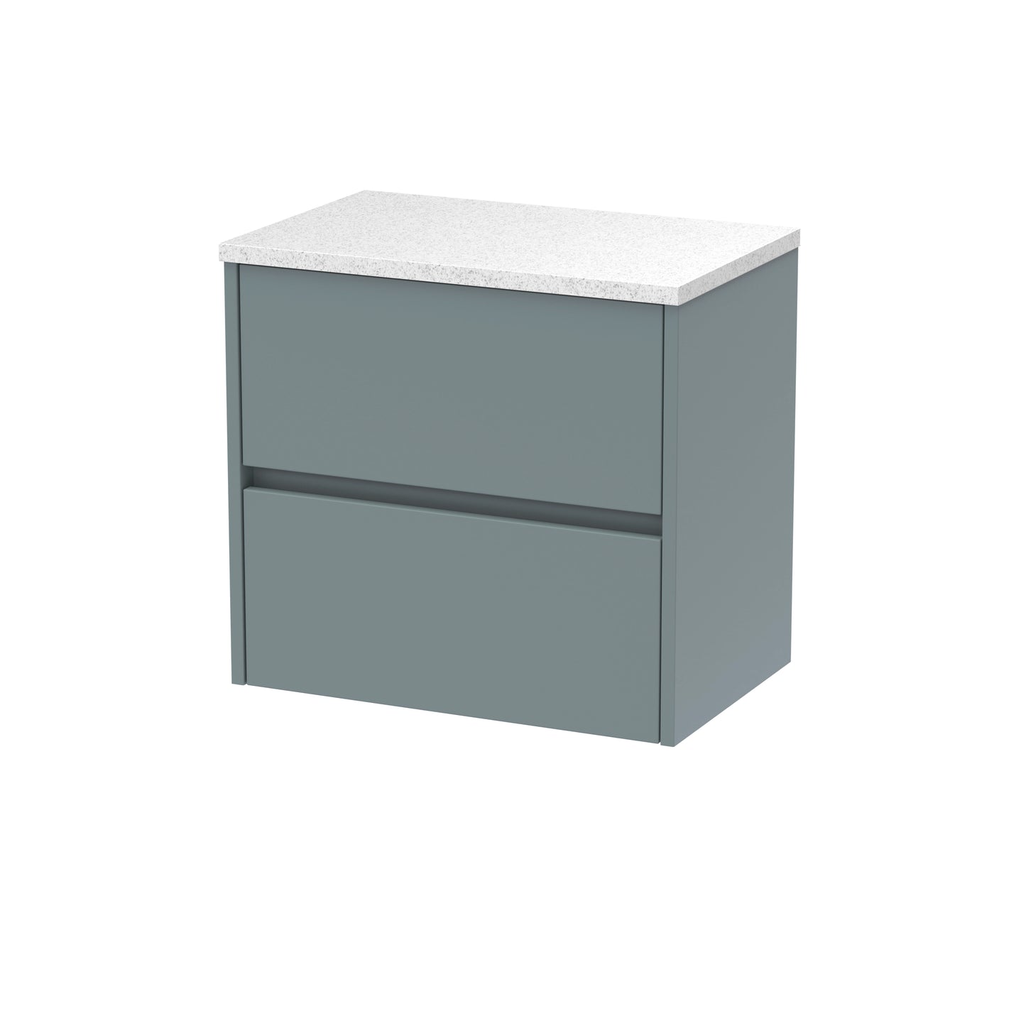 Nuie Havana 600mm Wall Hung 2 Drawer Unit with Worktop & Soft Close Drawers