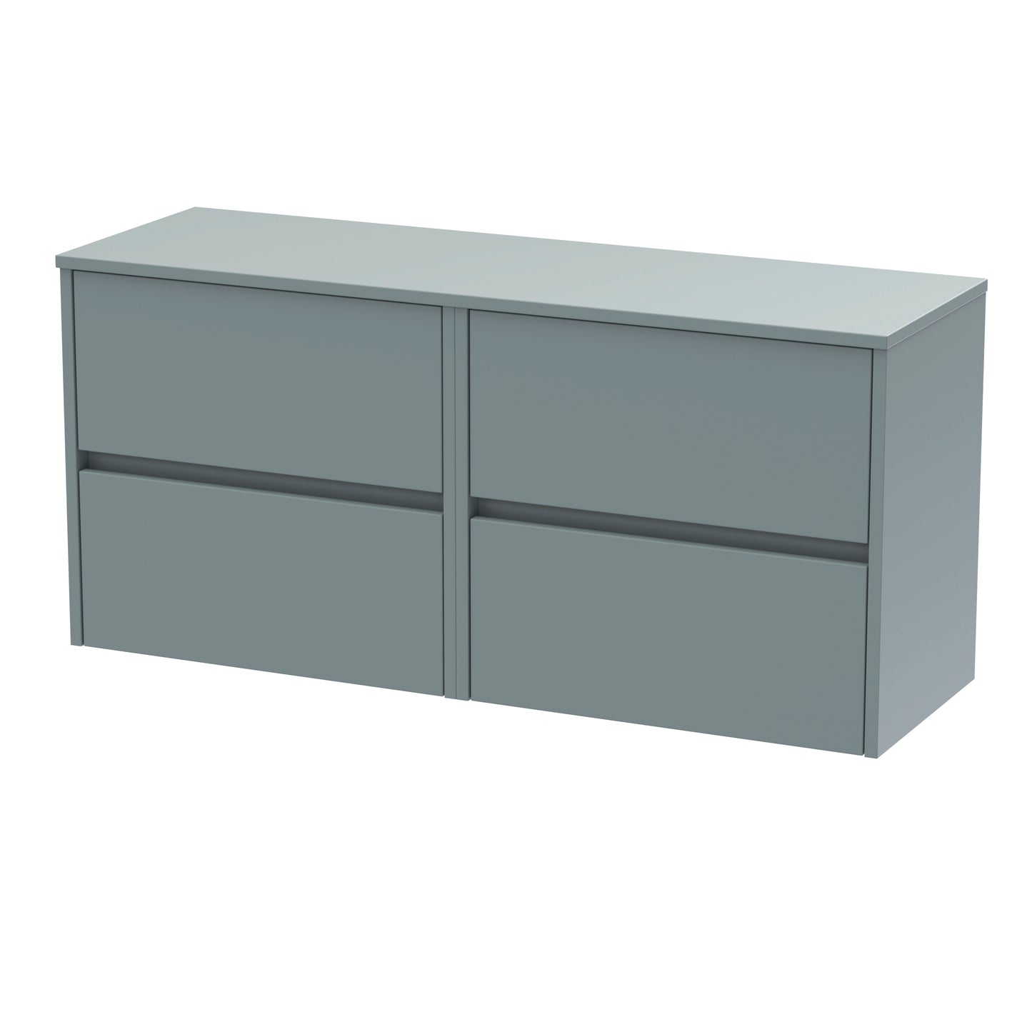 Nuie Havana 1205mm Coastal Grey Wall Hung 4 Drawer Unit With Worktop