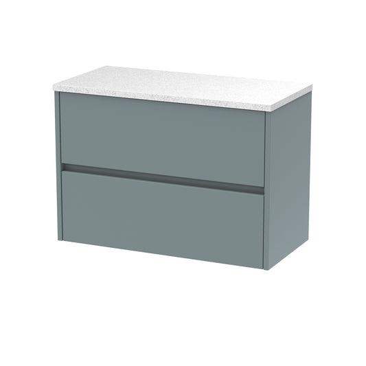 Nuie Havana 800mm Wall Hung 2 Drawer Unit With Laminate Worktop