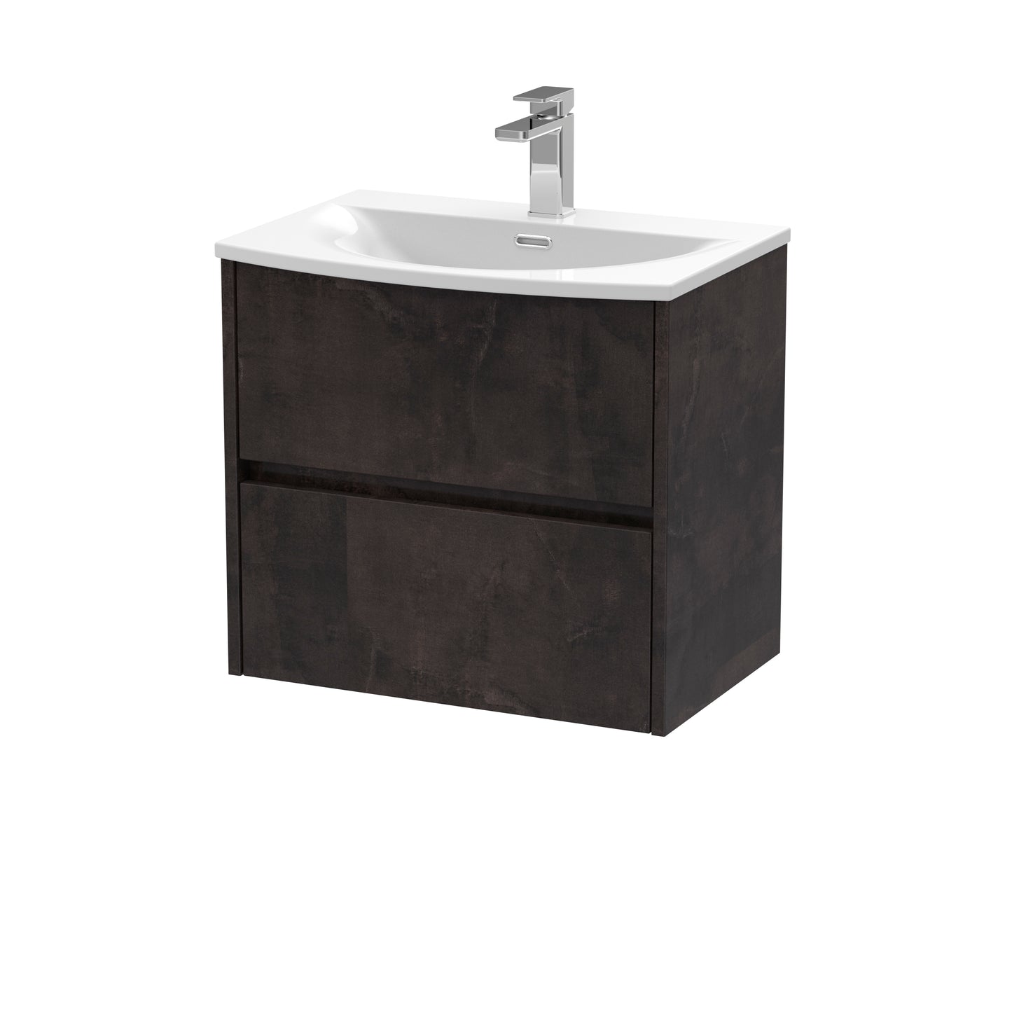 Havana 600mm Wall Hung 2 Drawer Vanity Unit with Curved Basin by Nuie