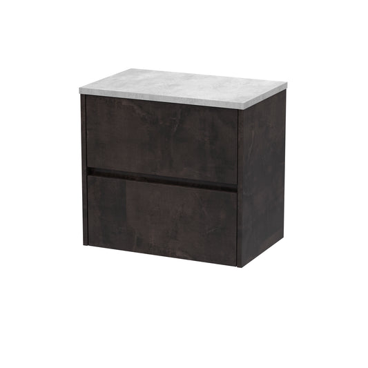 Nuie Havana 600mm Wall Hung 2 Drawer Unit with Worktop