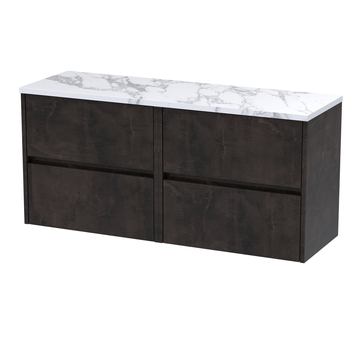 Nuie Havana 1200mm Metallic Slate Wall Hung 4-Drawer Unit with Laminate Worktop