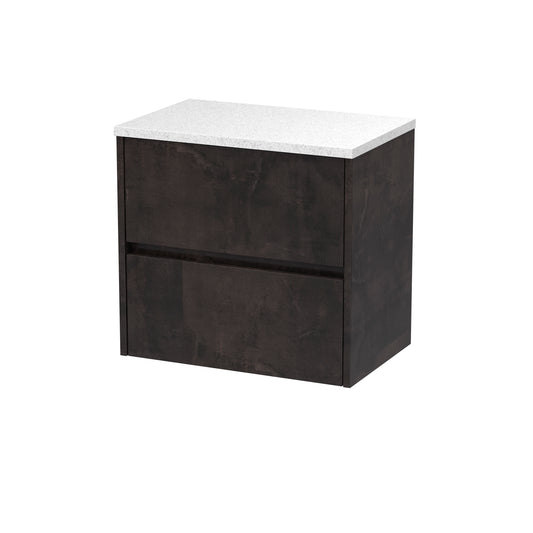 Nuie Havana 600mm Wall Hung 2 Drawer Unit & Laminate Worktop