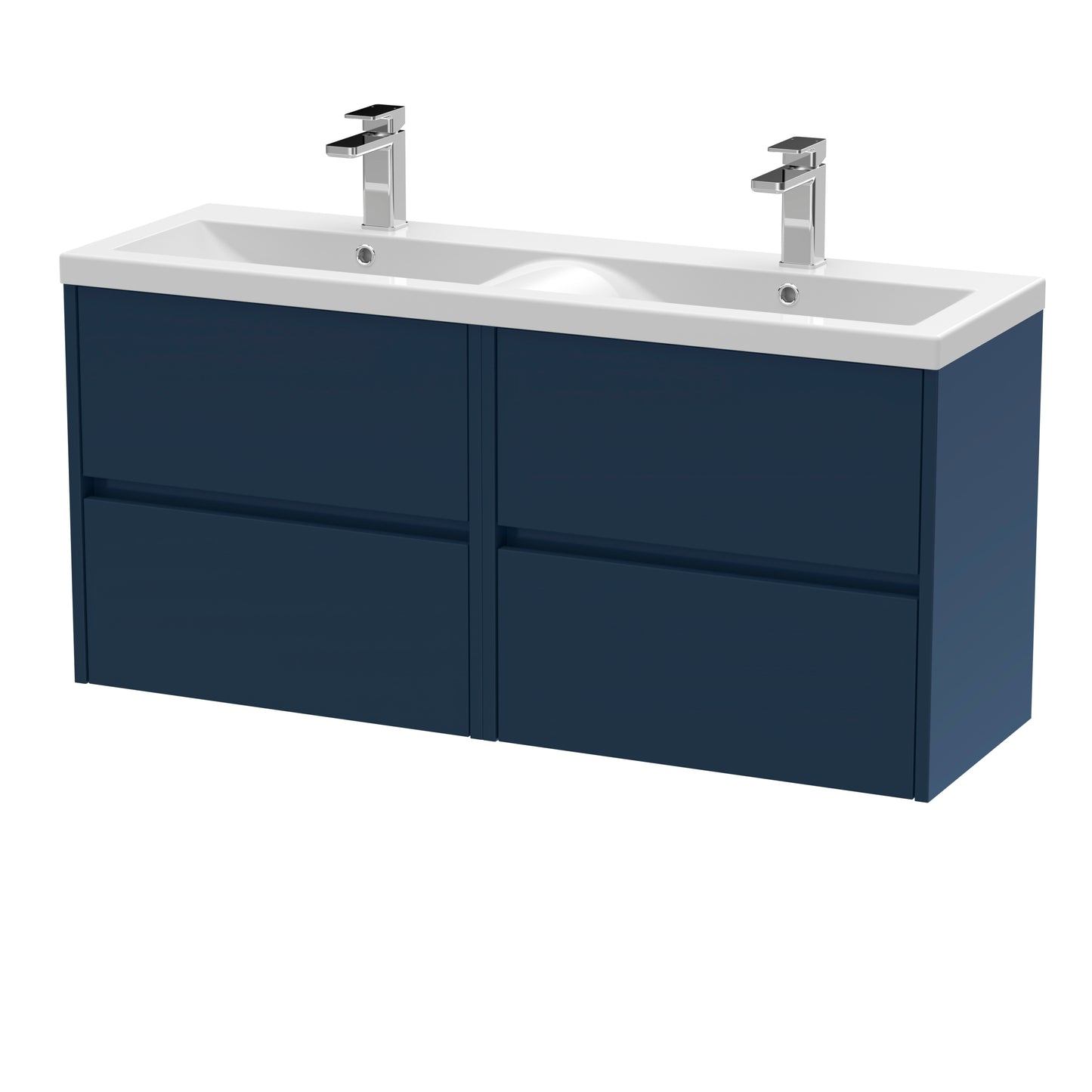 Havana 1200mm Wall Hung 4 Drawer Vanity Unit with Twin Ceramic Basin by Nuie