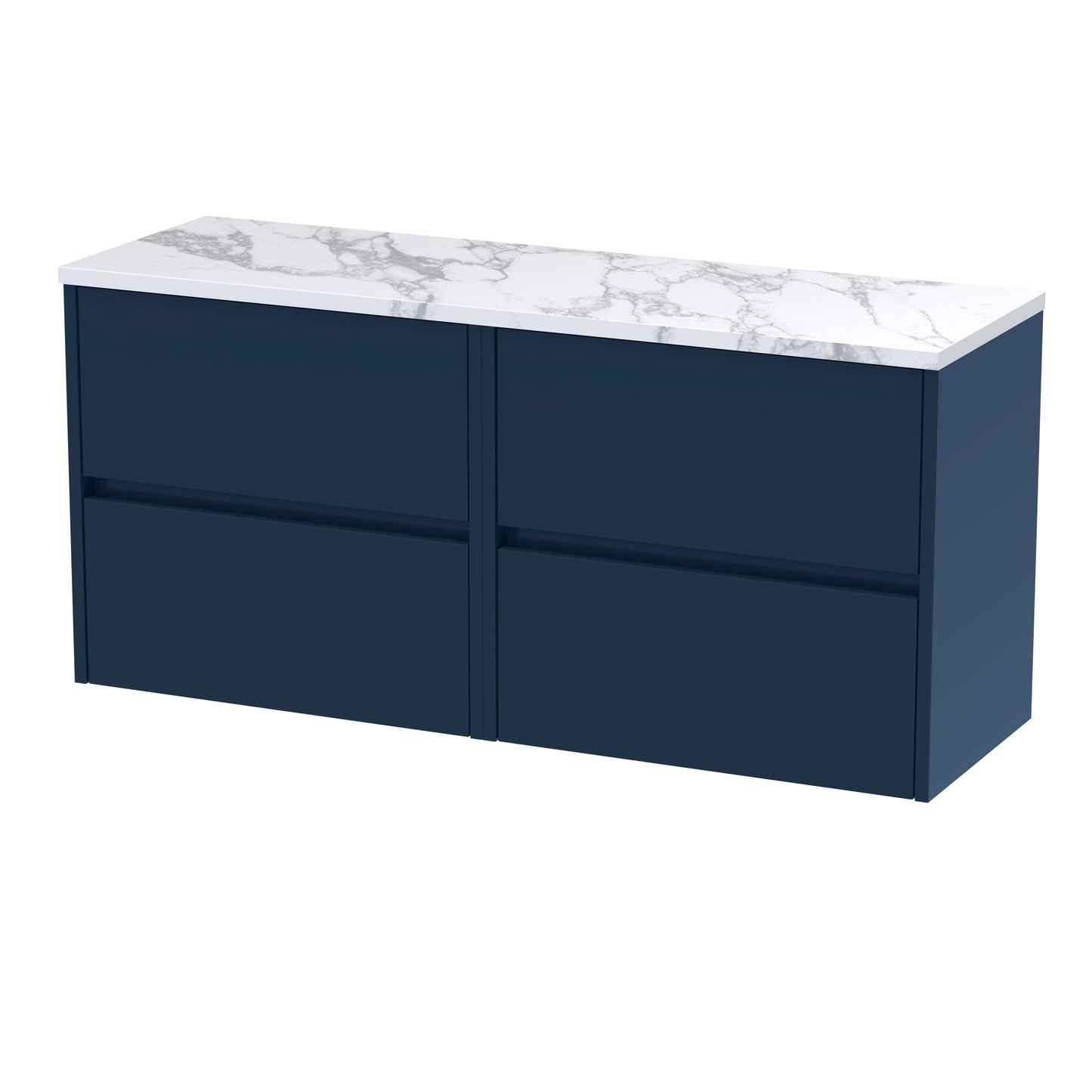 Havana Midnight Blue 1200mm Wall Hung 4 Drawer Unit with Laminate Worktop by Nuie