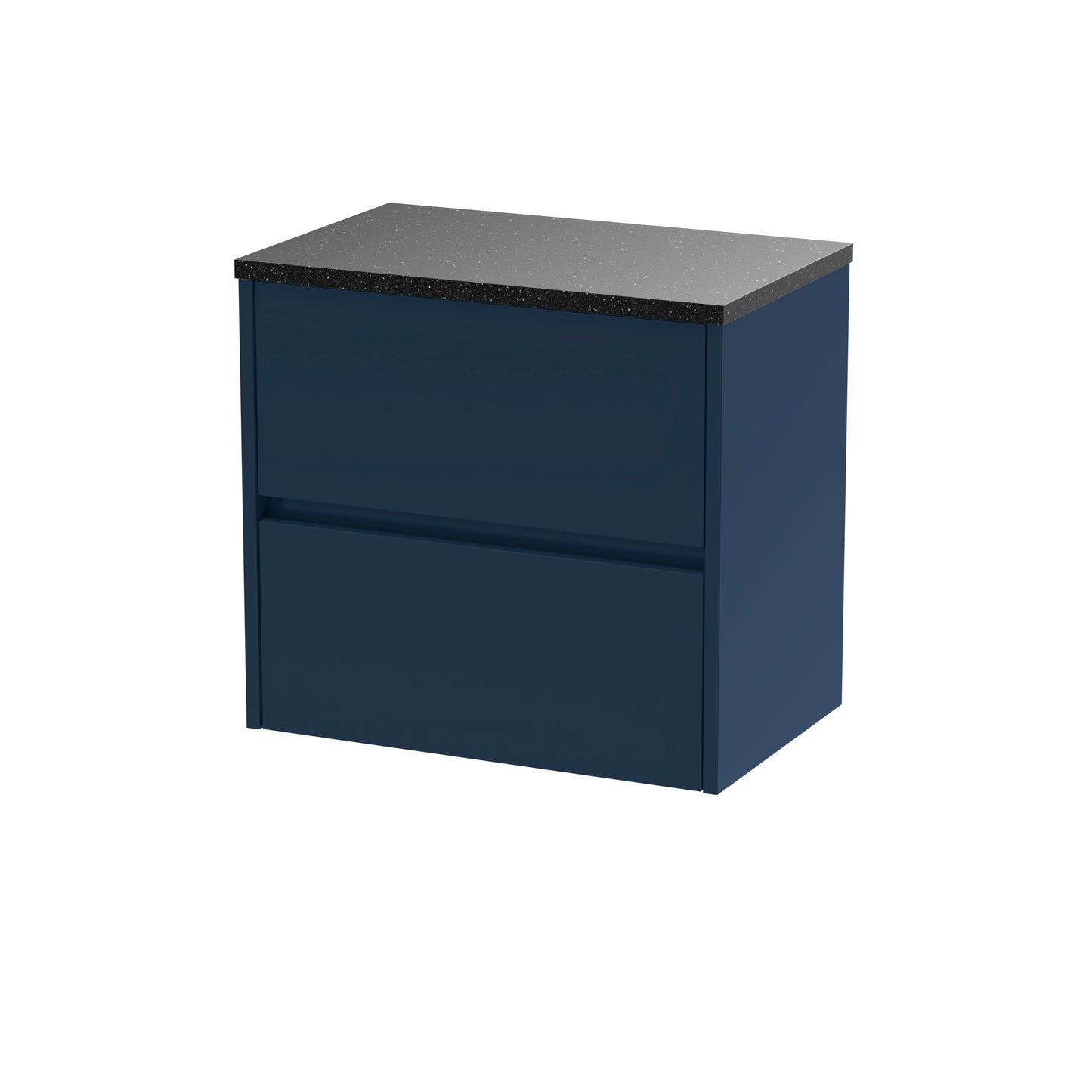 Havana Midnight Blue 600mm Wall Hung 2-Drawer Bathroom Unit with Laminate Worktop by Nuie