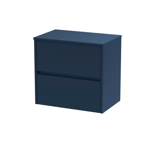 Havana Midnight Blue 600mm Wall Hung 2-Drawer Bathroom Unit with Laminate Worktop by Nuie