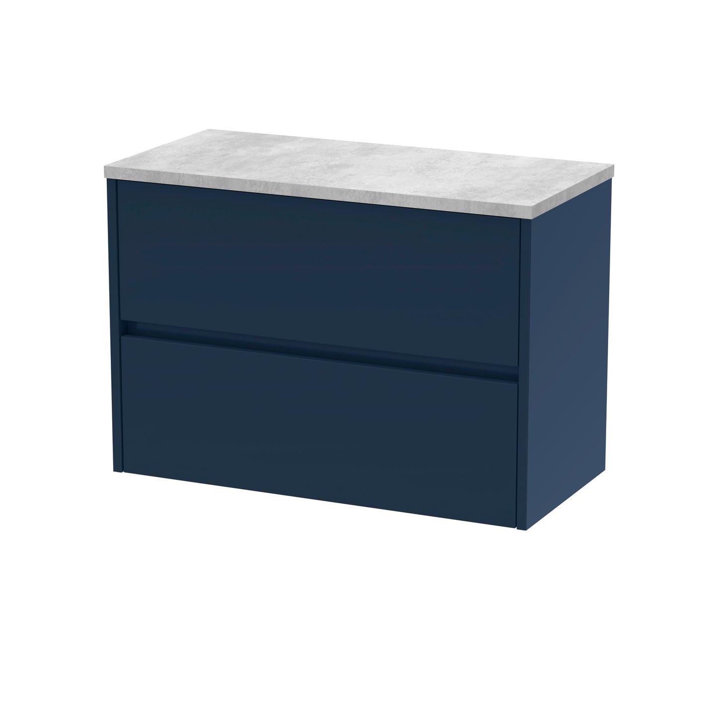 Havana Midnight Blue 800mm Wall Hung 2-Drawer Unit with Laminate Worktop by Nuie