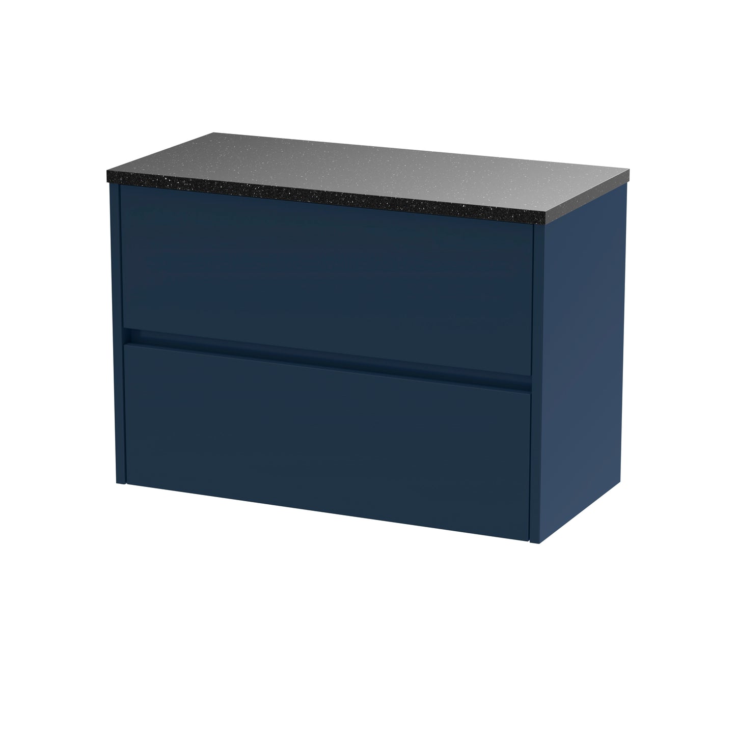 Nuie Havana 800mm Midnight Blue Wall Hung 2-Drawer Unit With Laminate Worktop