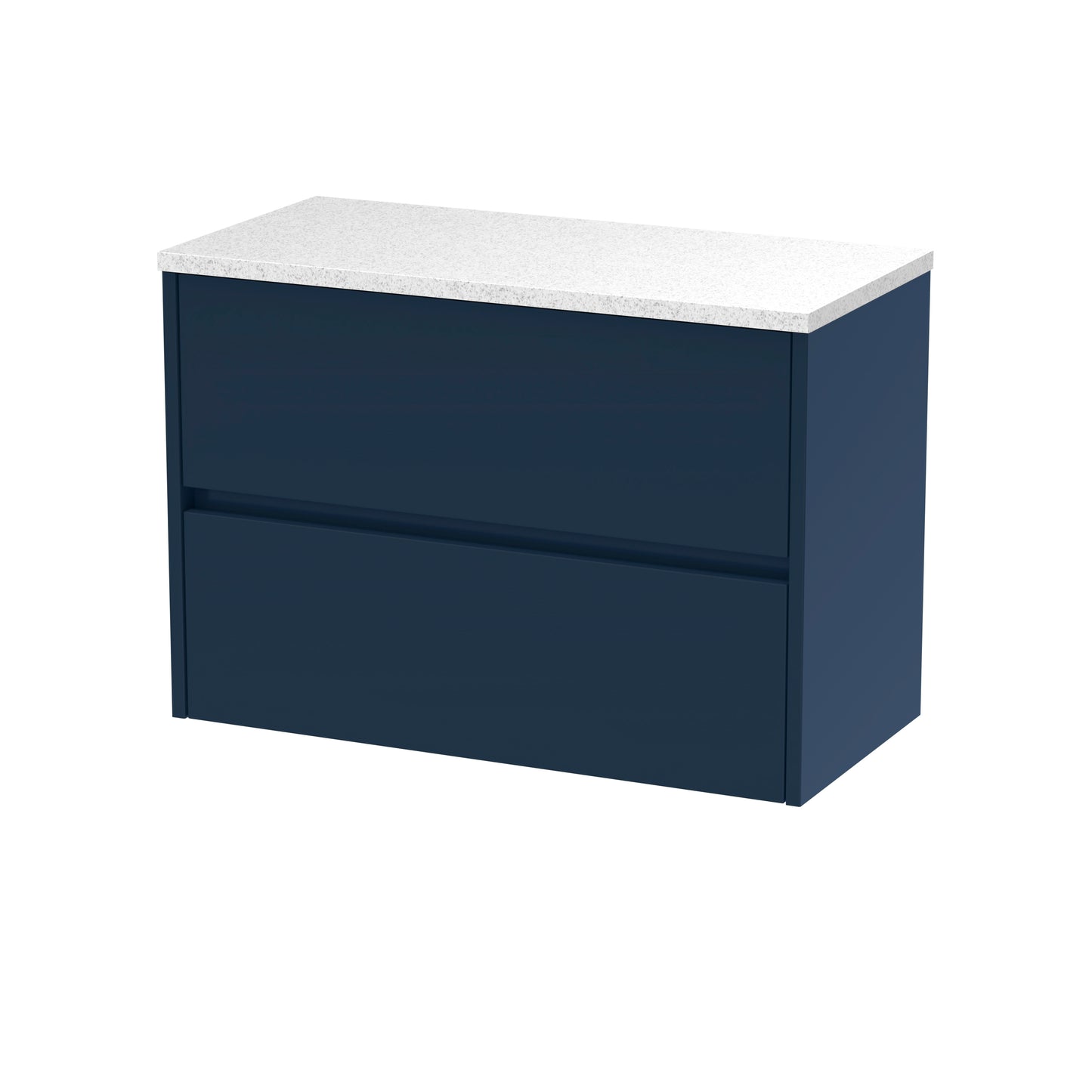 Nuie Havana 800mm Wall Hung 2-Drawer Unit with Laminate Worktop, Soft Close, Handleless & Rigid