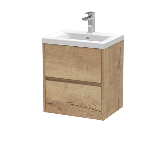 Havana 500mm Wall Hung 2 Drawer Vanity Unit with Mid-Edge Basin by Nuie
