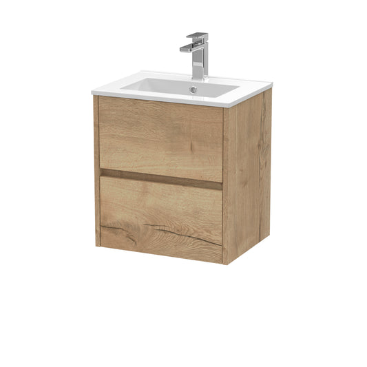 Havana 500mm Wall Hung 2 Drawer Vanity Unit with Minimalist Basin by Nuie