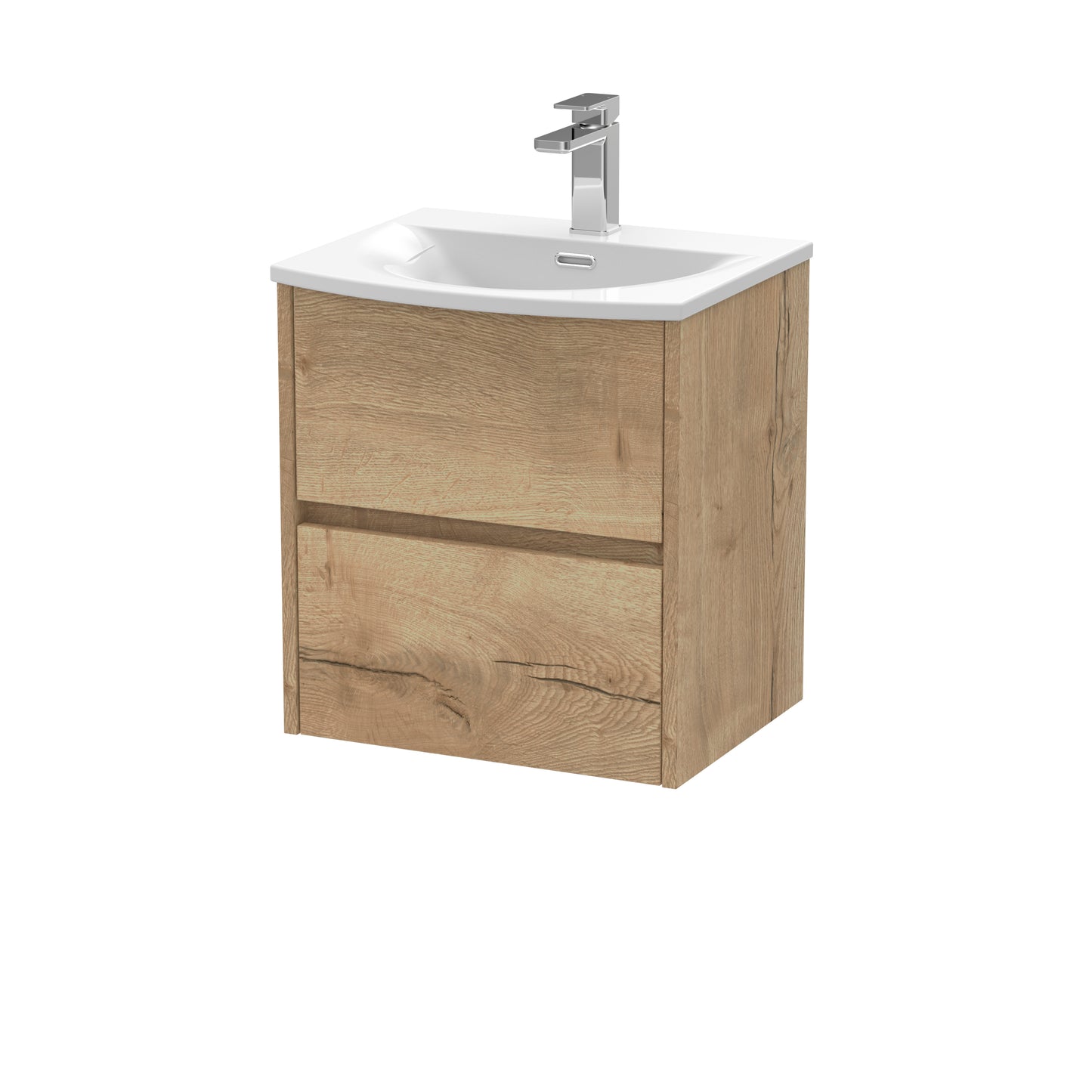 Havana 500mm Wall Hung 2 Drawer Vanity Unit with Curved Basin by Nuie