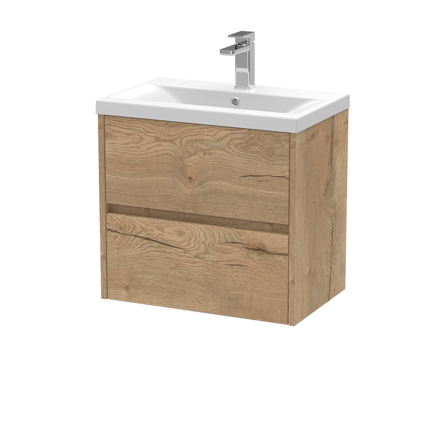 Havana 600mm Wall Hung 2 Drawer Vanity Unit With Mid-Edge Basin by Nuie