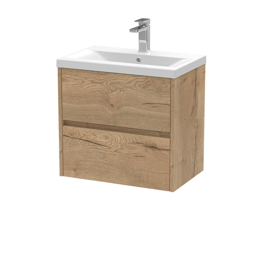 Havana 600mm Wall Hung 2 Drawer Vanity Unit With Mid-Edge Basin by Nuie