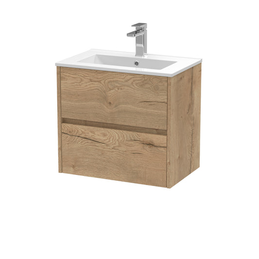 Havana 600mm Wall Hung 2 Drawer Vanity Unit with Minimalist Basin by Nuie
