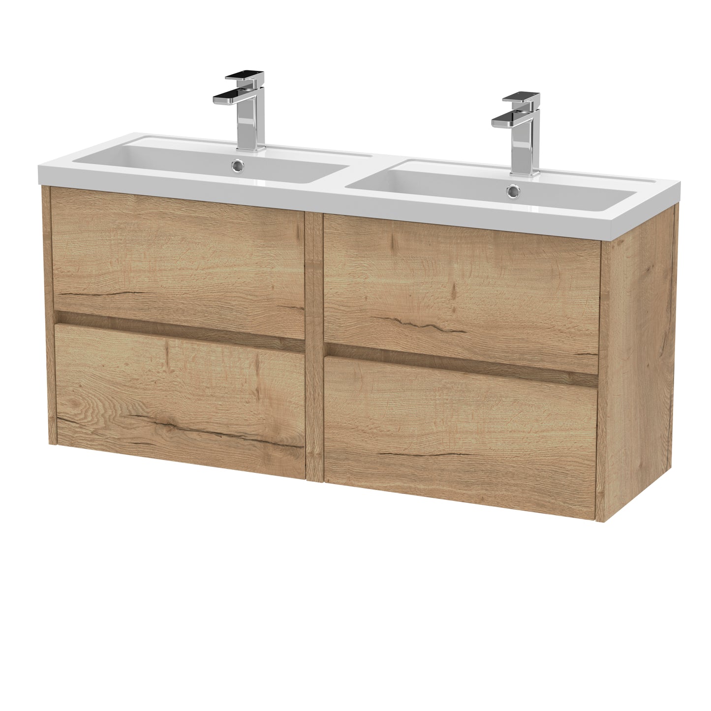 Havana 1200mm Wall Hung 4 Drawer Vanity Unit with Twin Polymarble Basin by Nuie