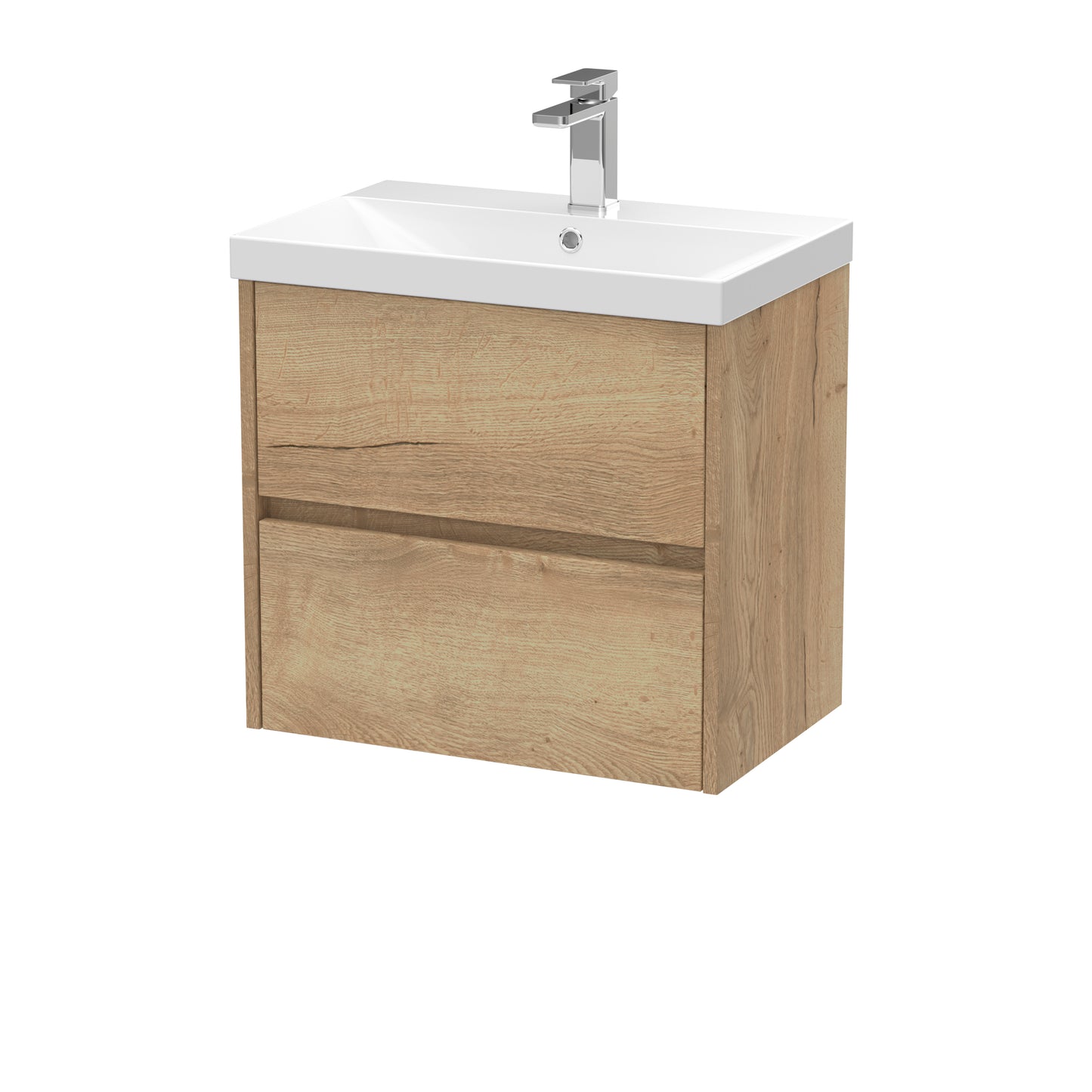 Havana 600mm Wall Hung 2 Drawer Bathroom Vanity Unit with Thin-Edge Basin by Nuie
