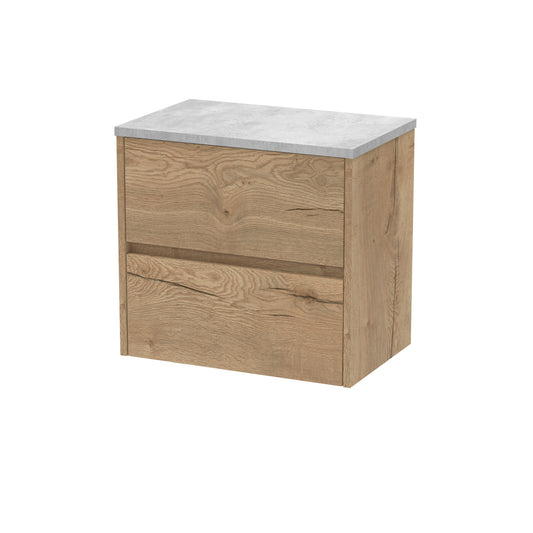 Nuie Havana 600mm Wall Hung 2 Drawer Unit With Laminate Worktop
