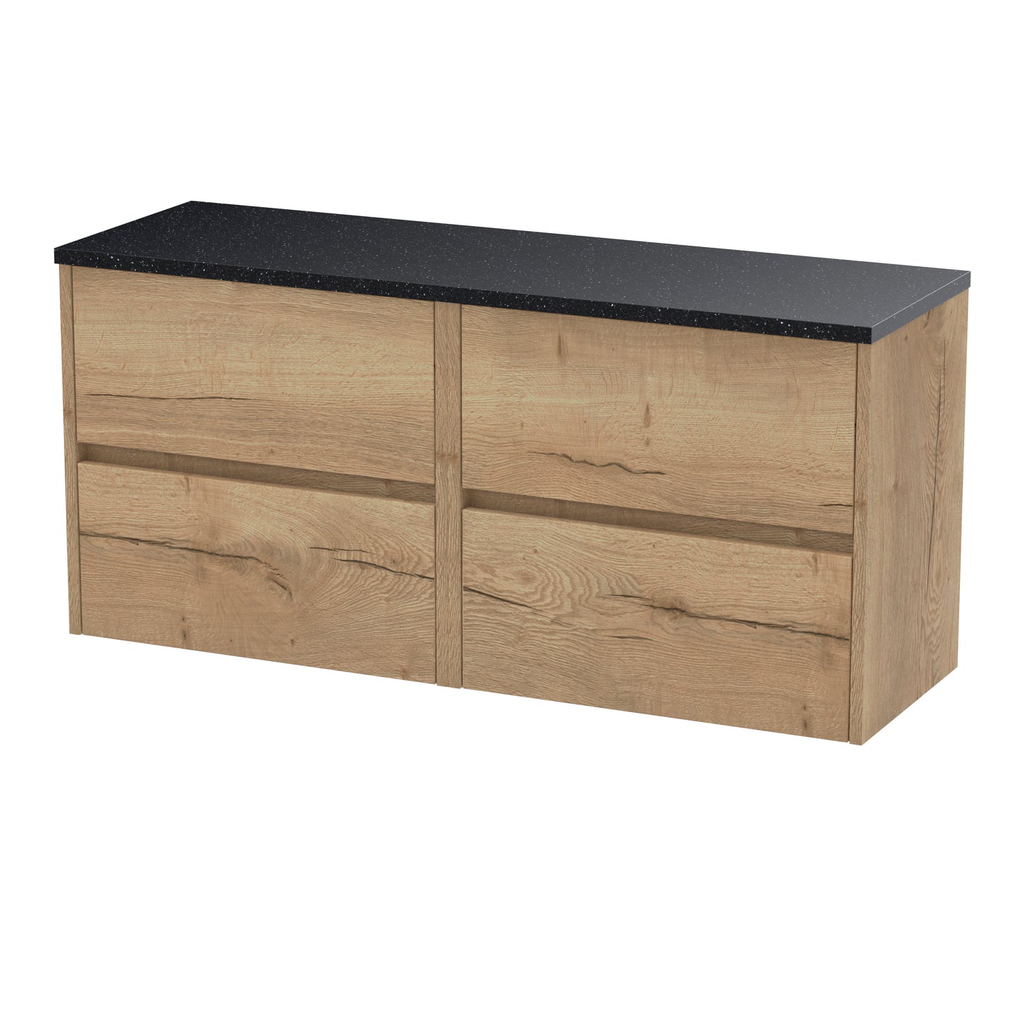 Havana Autumn Oak 1200mm Wall Hung Unit 4 Drawer Unit with Laminate Worktop by Nuie