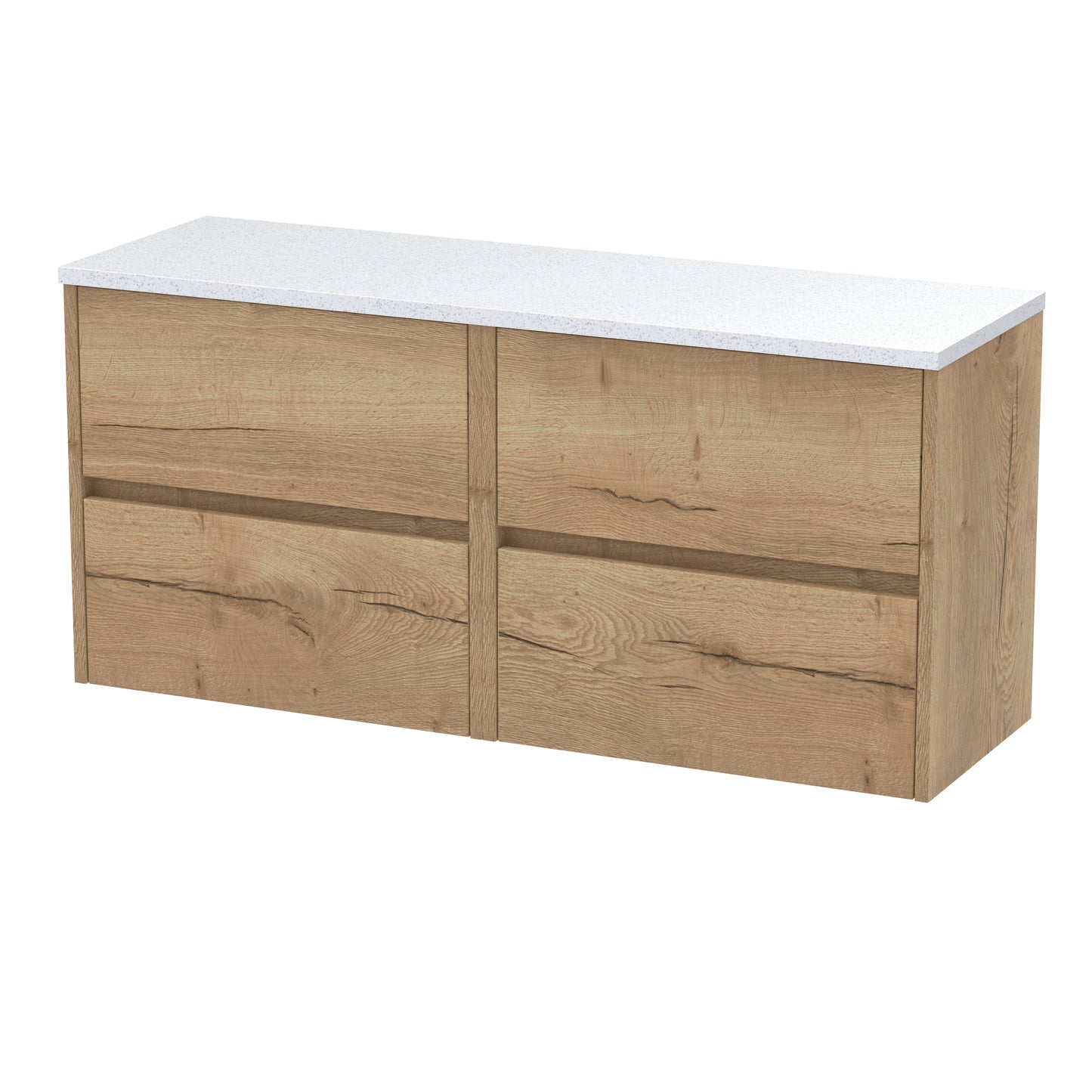 Havana Autumn Oak 1200mm Wall Hung Unit 4 Drawer Unit with Laminate Worktop by Nuie