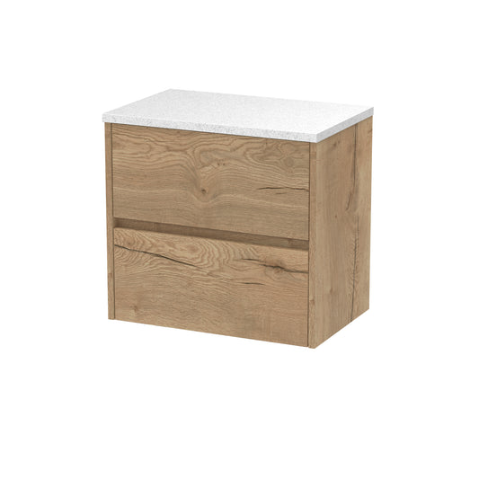 Nuie Havana 600mm Wall Hung 2 Drawer Unit with Laminate Worktop