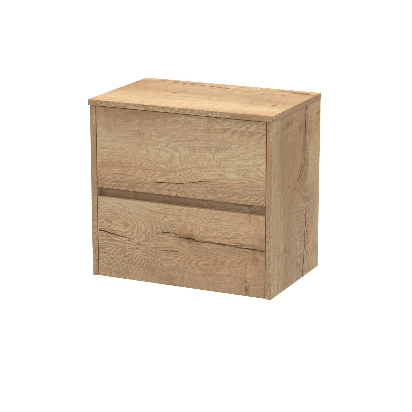 Nuie Havana 600mm Autumn Oak Wall Hung 2 Drawer Unit & Worktop