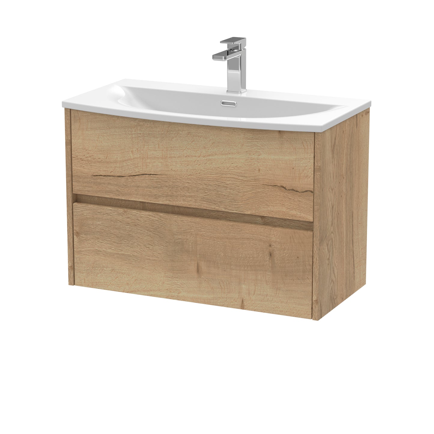 Havana 800mm Wall Hung 2 Drawer Vanity Unit with Curved Basin by Nuie