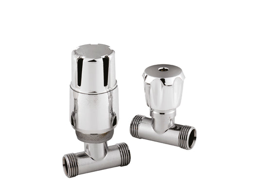 Straight Radiator Valve Pack (Pairs) - Chrome