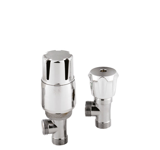 Angled Thermostatic Radiator Valve Pack - Chrome