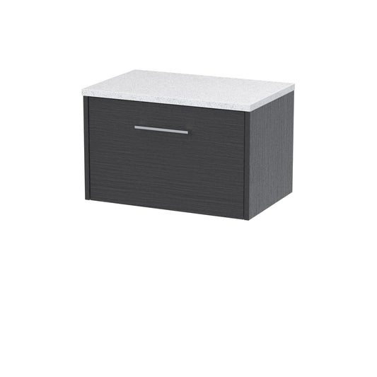 Hudson Reed Juno 600mm Wall Hung Single Drawer Vanity Unit With Laminate Top & Handle