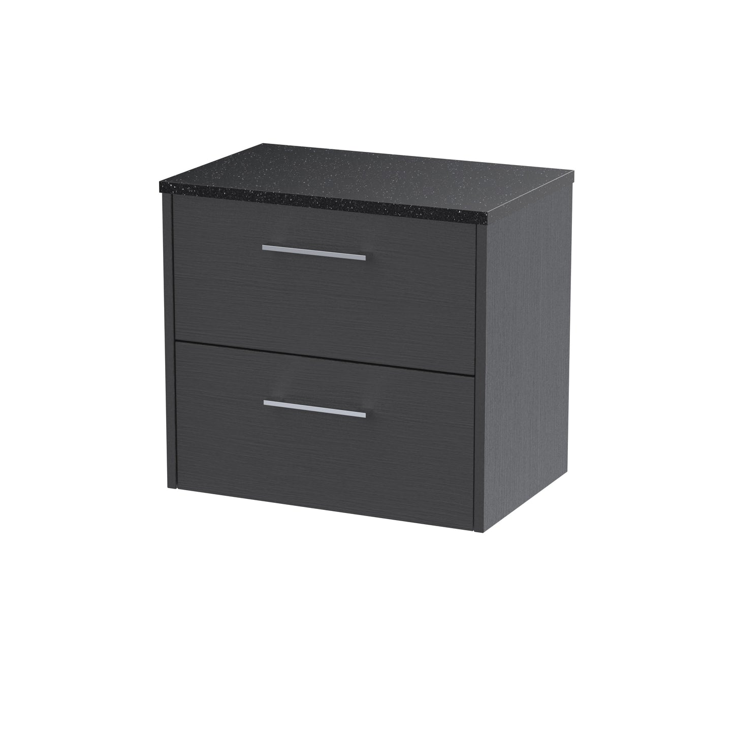 Hudson Reed Juno 600mm Graphite Grey Wall Hung 2-Drawer Soft Close Vanity Unit With Laminate Top