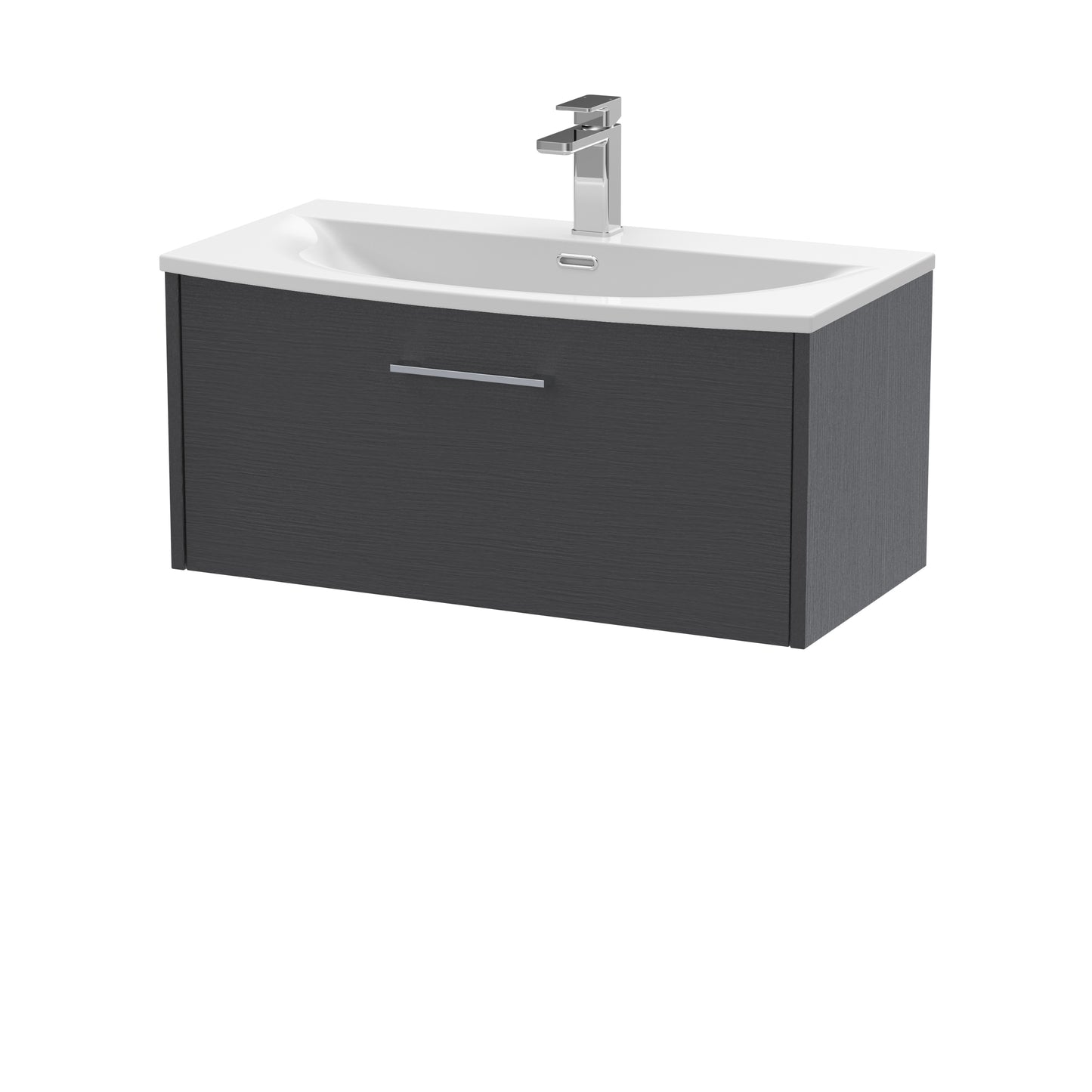 Hudson Reed Juno 800mm Graphite Grey Wall Hung Single Drawer Vanity Unit With Basin