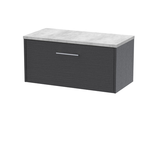 Hudson Reed Juno 800mm Graphite Grey Wall Hung Single Drawer Vanity Unit With Laminate Top